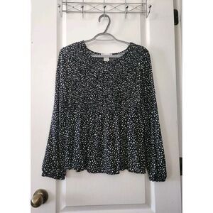 Urban Romantics Womens Long Sleeve Wavy Blouse Shirt Rayon Smocked Size‎ L